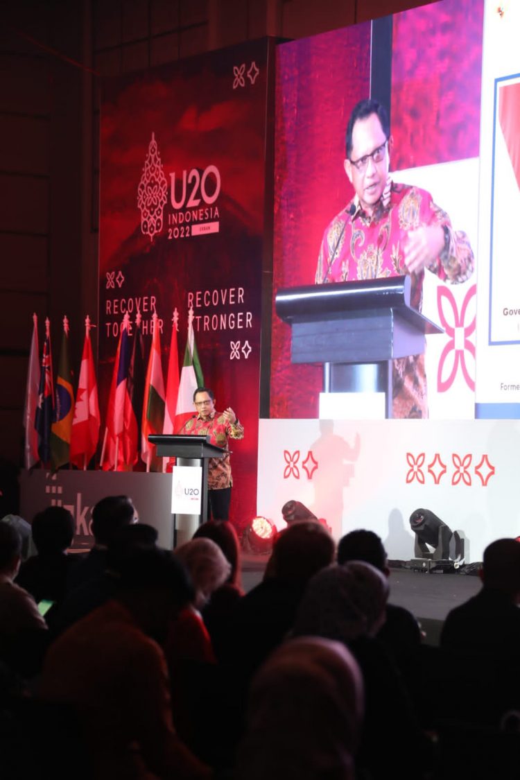 Mendagri, Muhammad Tito Karnavian saat acara Opening Ceremony of U20 Mayors Summit di Hotel Fairmont Jakarta, Selasa (30/8).