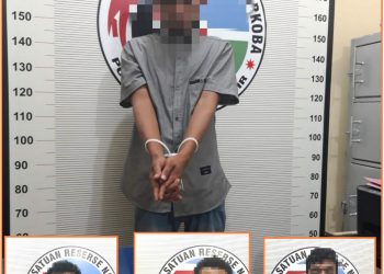 Keempat tersangka saat diamankan si Polres Toba, Senin (10/10).
