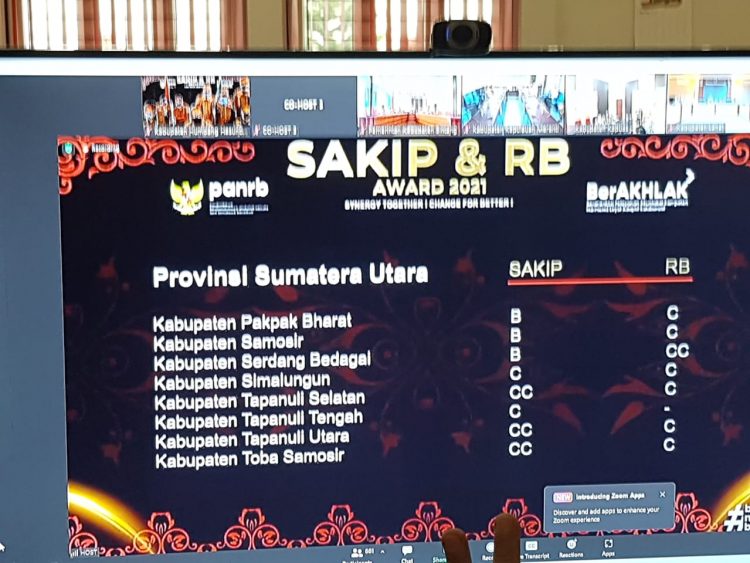 Nilai SAKIP dan RB untuk Kabupaten Taput, Minggu (6/11).