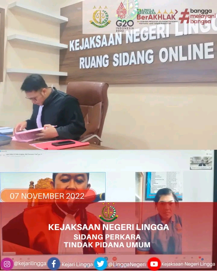 Kejari Lingga saat sidang TPU atas terdakwa FA secara daring, Senin (7/11).
