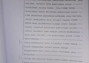 Kutipan surat perjanjian antara Pemerintah Kabupaten Taput dan PT. SMI atas pinjaman PEN TA 2020, Kamis (10/11).