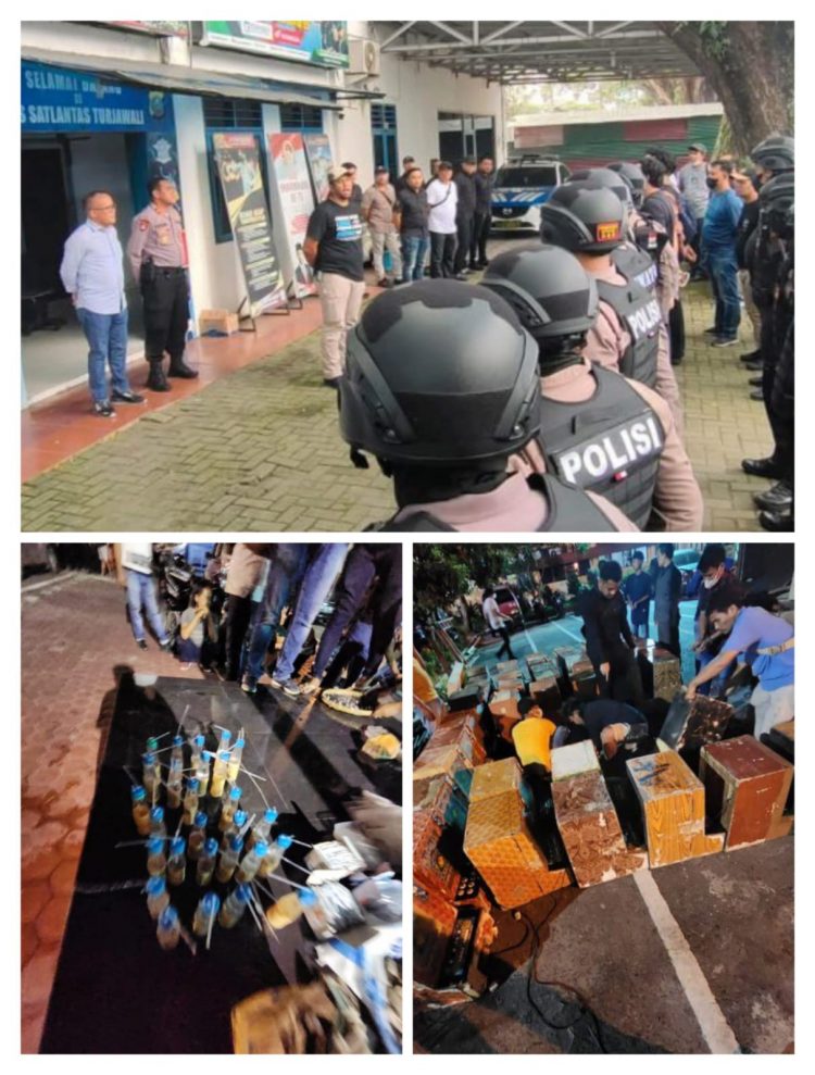 Tim gabungan Polrestabes Medan bersama Polda Sumut saat grebek kampung narkoba, Rabu (30/11).