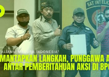 Pengurus AMI saat hantar surat pemberitahuan aksi demo ke Polrestabes Surabaya, Sabtu (3/12).