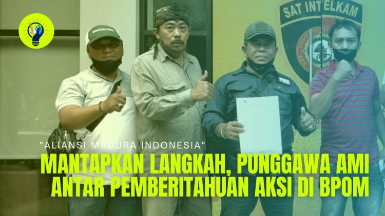 Pengurus AMI saat hantar surat pemberitahuan aksi demo ke Polrestabes Surabaya, Sabtu (3/12).