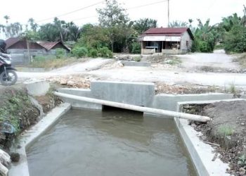 Saluran irigasi yang mengairi 70Ha sawah di Berampun, Senin (5/12).