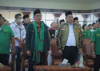 Bupati Eddy Berutu saat hadiri konferenai cabang GP Ansor Dairi, Sabtu (10/12).