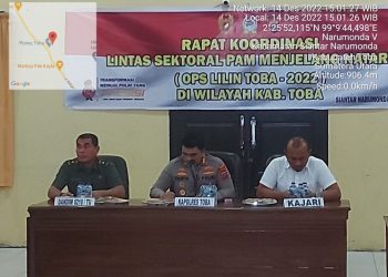 Kapolres Toba, AKBP. Taufiq saat pimpin rapat, Rabu (14/12).