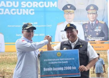 Wakil Menteri Pertanian, Harvick Hasnul Qolbi bersama Bupati Dairi Eddy Berutu, Rabu (14/12).