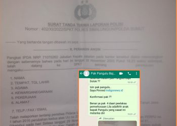 STPL dan ss whatsapp konfirmasi kepada Pangulu Baja Dolok, Sabtu (3/12).
