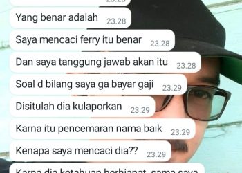Screenshot pesan WhatsApp Santo Marpaung yang mengatakan laporan palsu, Rabu malam (18/1).