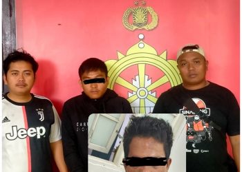 Kedua tersangka pembobol cart ATM saat diamankan di Polres Dairi, Sabtu (11/2).