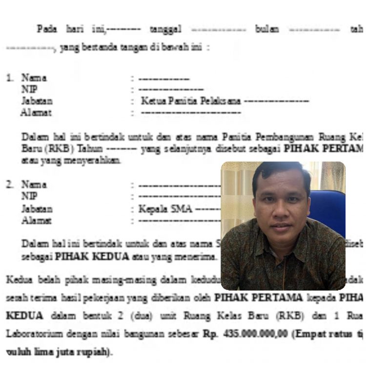 Surat serahterima dan Kabid SD Dikjar Simalungun, S Sidabalok, Senin (13/2).