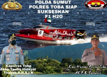 Kapolres Toba, AKBP. Taufiq saat ajang F1 Powerboad, Minggu (26/2).