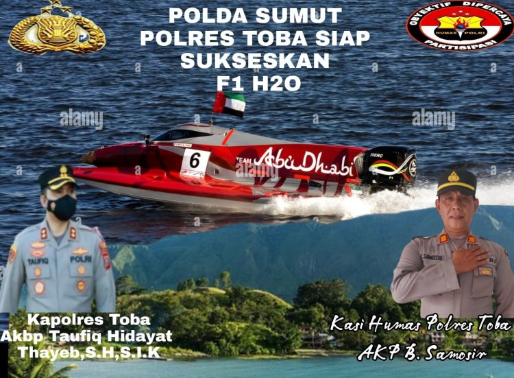 Kapolres Toba, AKBP. Taufiq saat ajang F1 Powerboad, Minggu (26/2).