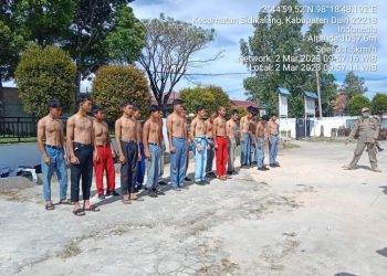 28 siswa yang berhasil dijaring Satpol PP Dairi saat bolos sekolah, Kamis (2/3).