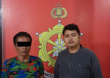 Anggota SPSI Dairi, NS saat diamankan di Polres Dairi, Rabu (8/3).