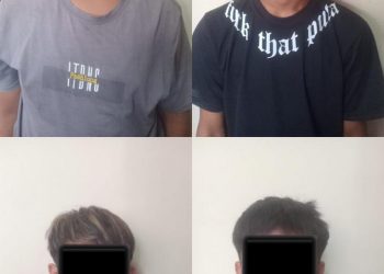 Ke empat tersangka pengeroyokan saat diamankan di Mapolres Agara, Selasa (28/3).