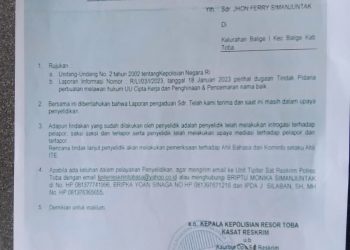 SP2HP Polres Toba yang diduga tidak sesuai kenyataan, dimana 13 saksi diajukan Pelapor tidak pernah diperiksa dan dimintai keterangan, Senin (3/4).