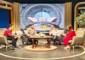 Polda Sumut saat hadiri Talk Show "Markombur" secara Live bertema Kesiapan Pengamanan Arus Mudik Lebaran 2023, Kamis (13/4).