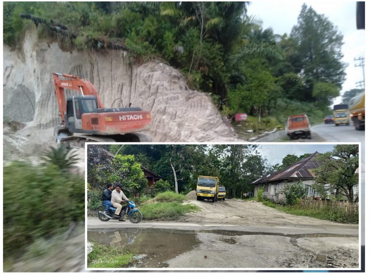 Kegiatan galian tanah dan pasir yang diduga tidak kantongi izin Galian C, Minggu (2/4).