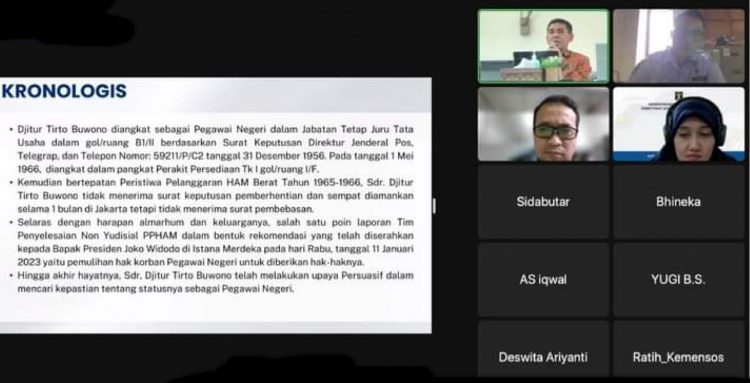 Direktorat Jenderal HAM bersama Kemensos dan Kemenpolhukam saat mendiskusikan upaya pemulihan bagi korban kasus pelanggaran HAM berat tahun 1966, Selasa (4/4). 