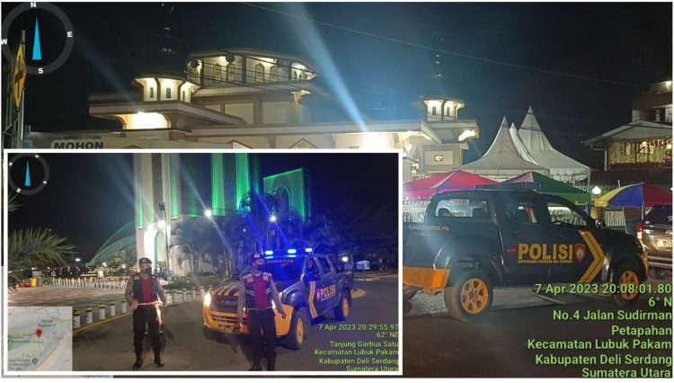 Personil Polresta Deliserdang saat patroli subuh on the road, Sabtu (8/4).