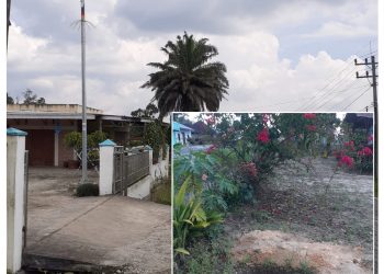 Tiang PJU TS yang didirikan di pekarangan rumah warga dan lubang galian tiang tetapi tidak ada permintaan izin, Selasa (11/4).