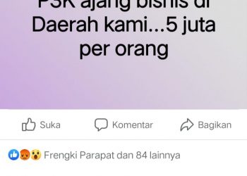 Postingan akun Facebook Jaurat Jurnal yang dilaporkan para P3K Pemkab Taput, Kamis (20/4).