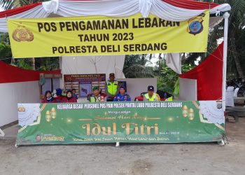 Pos pengamanan operasi Ketupat TNI - Polres Deliserdang dan Instansi lainya, Senin (1/5).