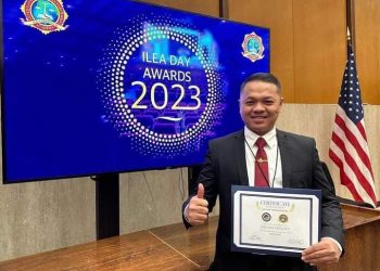 Kompol. Pandu Winata saat menerima penghargaan di Amerika Serikat, Jumat (19/5).