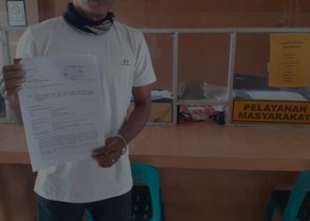 HFS saat melaporkan SM beberapa bulan silam di Polres Toba, Senin (22/5).