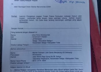 Laporan dumas HFS kepada M br S yang sudah berjalan 40 hari, Selasa (30/5).