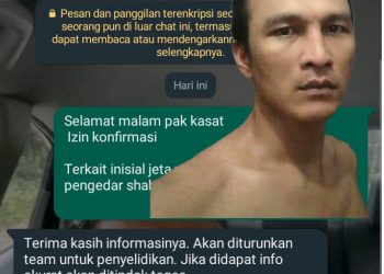 Screenshoot konfirmasi Kasat Narkoba Polres Simalungun dan oknum JH sang pengesar sabu, Senin (1/5).