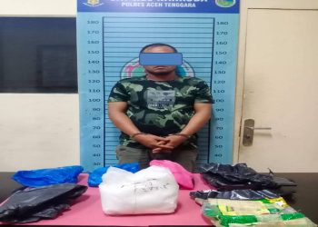 MTK saat diamankan beserta sabu di Mapolres Agara, Kamis (15/6).