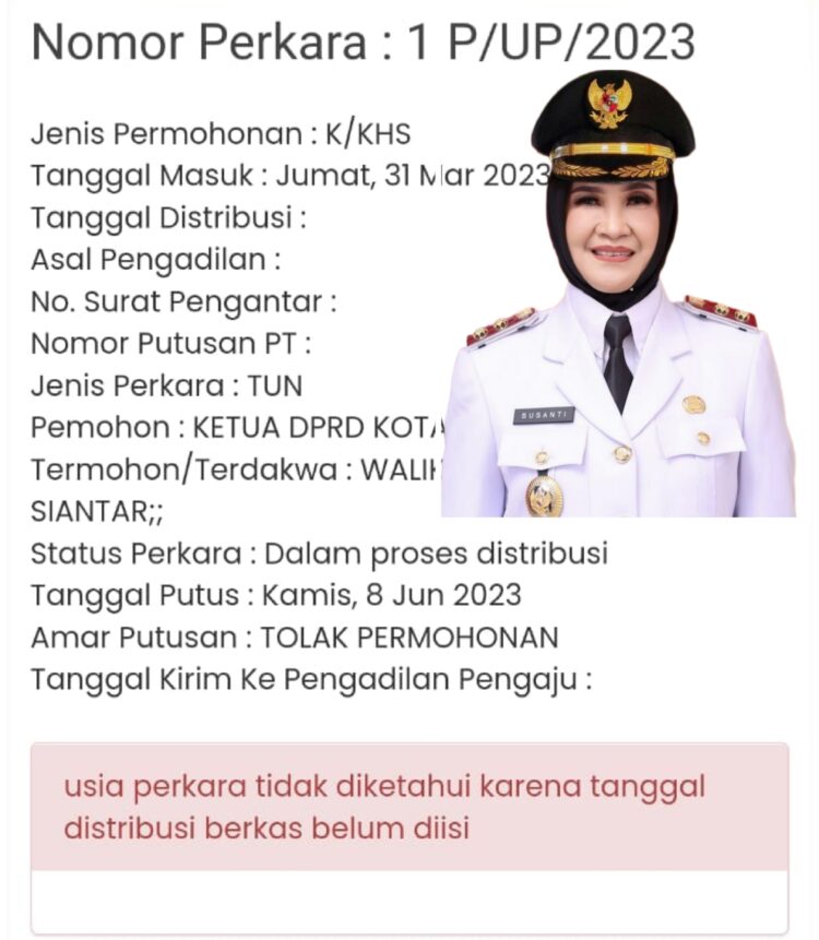 Putusan MA Nomor 1P/UP/2023 dan Walikota Pematangsiantar, Senin (19/6).