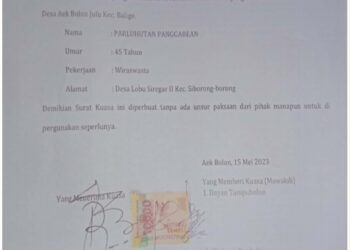 Surat yang diduga dimanipulasi pengusaha Shawmel, Sabtu (22/7).
