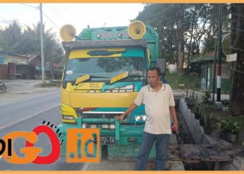 Truk berisi pinus gelondongan saat diamankan KPH IV Balige - Kabupaten Toba, Sabtu (22/7).