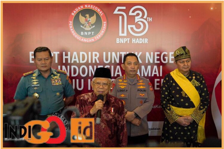 Wakil Presiden RI, Ma'ruf Amin saat hadiri HUT BNPT, Jumat (28/7).