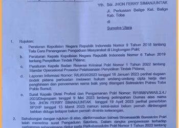 Surat Markas Besar Kepolisian Republik Indonesia Badan Reserse Kriminal Kepada Jhon Ferry Simanjuntak, Jumat (28/7).