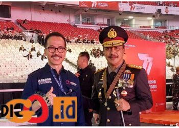 Dewan Pengarah Lembaga Sertifikasi Profesi (LSP) Pers Indonesia dan juga Ketum Aptiknas, Soegiharto Santoso alias Hoky saat pada kegiatan peringatan Hari Ulang Tahun Bhayangkara ke- 77 tahun 2023, Sabtu (1/7).