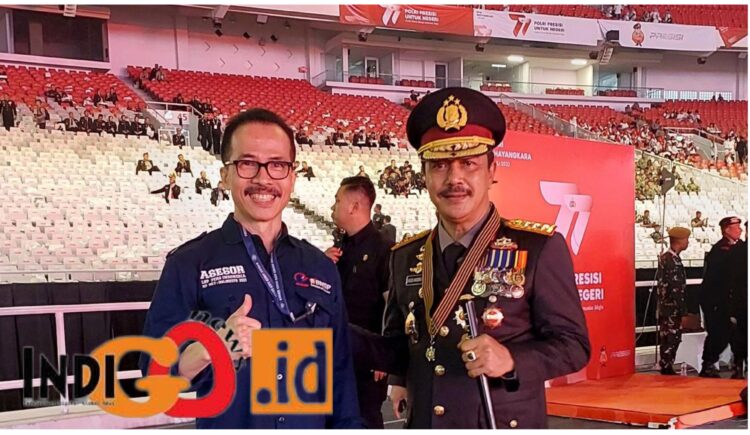 Dewan Pengarah Lembaga Sertifikasi Profesi (LSP) Pers Indonesia dan juga Ketum Aptiknas, Soegiharto Santoso alias Hoky saat pada kegiatan peringatan Hari Ulang Tahun Bhayangkara ke- 77 tahun 2023, Sabtu (1/7).