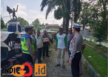 Kanit Kamsel Sat Lantas Polresta Deliserdang, IPTU. Nasrul SH saat sosialisasi, Sabtu (8/7).