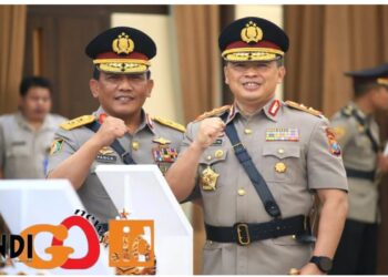 Kapolda Sumut, Irjen. Pol. Agung Setya Imam Effendi saat pelantikan bersama Irjen. Pol. Panca, Jumat (14/7).
