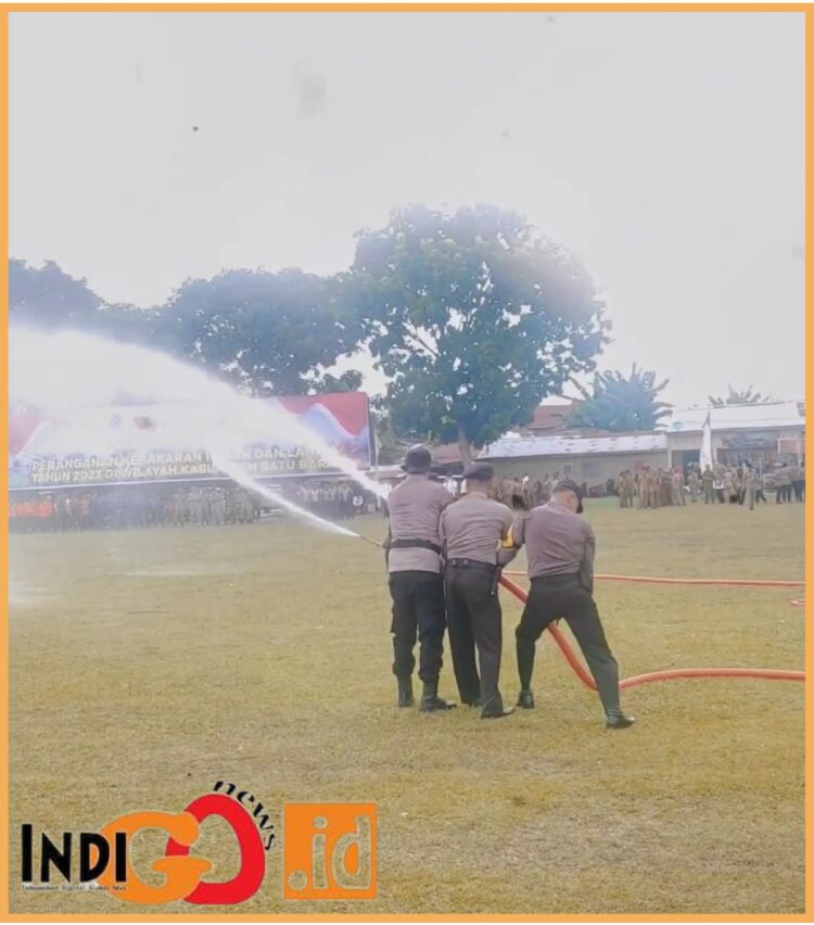 Personil Polres Batu Bara saat giat pelatihan  Karhutla, Selasa (1/8).