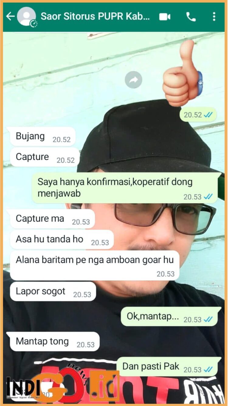 Ss pesan WhatsApp Saor Sitorus yang berisi kata Bujang dan mengancam, Jumat (4/8).