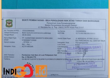 Setoran PT. SMK atas BGS GOR Pematangsiantar, Minggu (6/8).