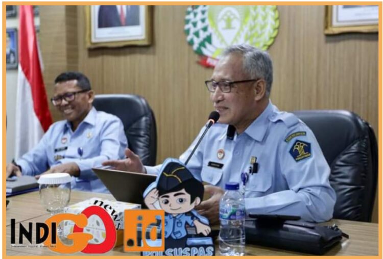 Direktur Fasilitasi dan Informasi HAM, Darsyad beserta jajaran saat berkunjung ke Direktorat Jenderal Pemasyarakatan, Selasa (8/8).