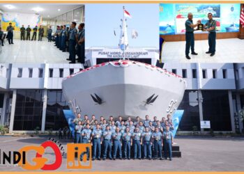 Kadisinfolahta Pushidrosal, Kolonel Laut (KH) Budi Susanto saat menerima kunjungan siswa Advanced Nautical Operation Monitoring and Analysis Exercise (Anomalyx) Puskodal TNI AL TA 2023, Kamis (10/8).
