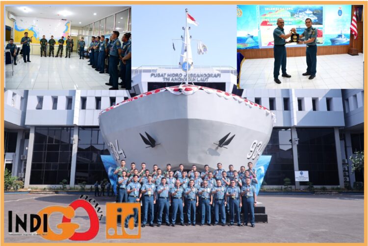Kadisinfolahta Pushidrosal, Kolonel Laut (KH) Budi Susanto saat menerima kunjungan siswa Advanced Nautical Operation Monitoring and Analysis Exercise (Anomalyx) Puskodal TNI AL TA 2023, Kamis (10/8).
