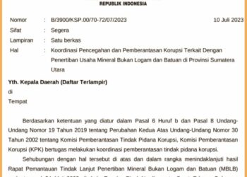 Surat KPK kepada Bupati dan Walikota